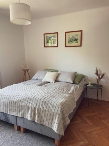 1 dormitorio con 1 cama grande en una habitación en POKLEKANE, en Wysowa-Zdrój