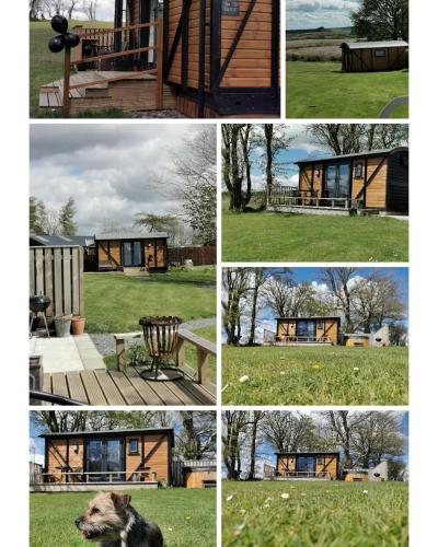 a group of four pictures of a house at the cwch in Llanbister