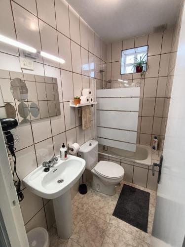 a bathroom with a sink and a toilet at Trisquel Rianxo in Rianjo