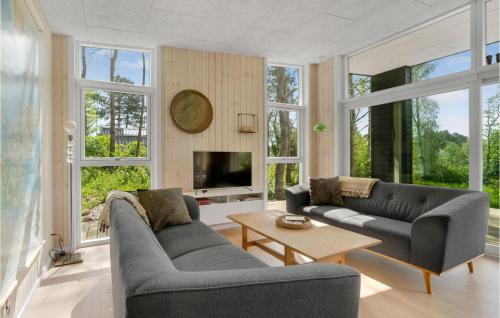 a living room with two couches and a tv at Lovely Home In Knebel With Kitchen in Knebel