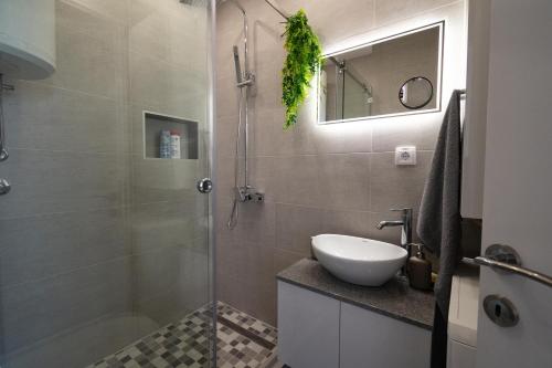 W łazience znajduje się umywalka i prysznic. w obiekcie BEST4YOU w mieście Subotica