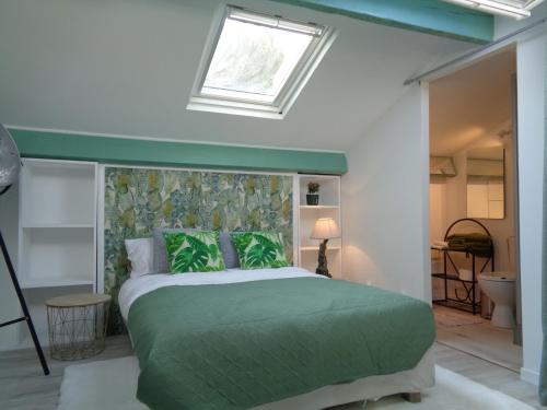 ル・クロトワにあるvacances 34のベッドルーム(天窓付きの緑のベッド1台付)