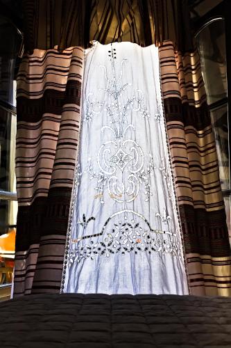 a dress on display in a store window at Pasas Castle - Unique Luxury Apartments in Naxos Chora
