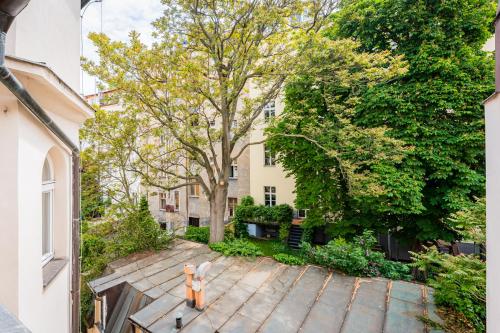 an aerial view of the backyard of a house at Self-service Hotel Ostaš Praha in Prague