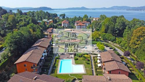 an aerial view of a house with a swimming pool at This is my happy place in Leggiuno