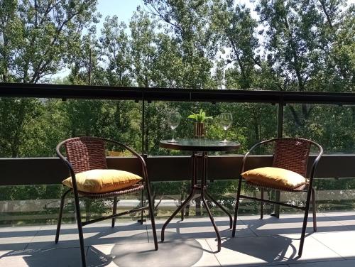 A balcony or terrace at Plaza Tower Apartament, Sauna, Targi Kielce