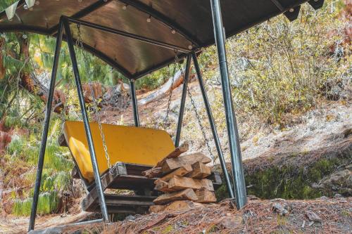 a pile of fire wood in a tent at Costa Azul Ecolodge in Aquitania