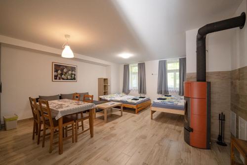 Postel nebo postele na pokoji v ubytování Šedivinské apartmány - rodinné apartmány v Orlických horách