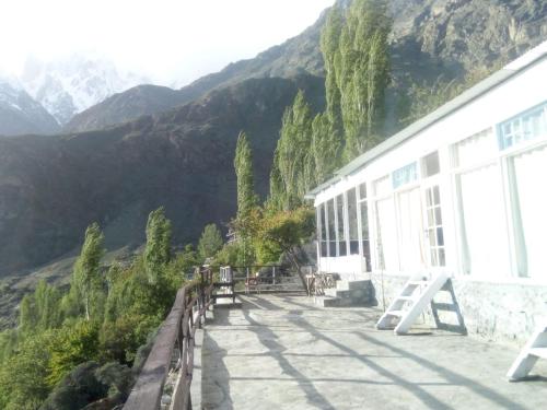 a building with a view of a mountain at Venus Mountain Resort, Hunza in Hunza Valley