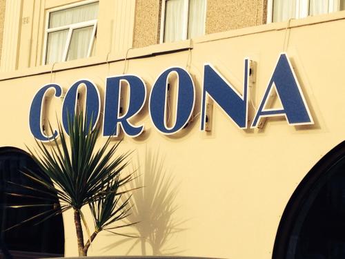 a corporate sign on the side of a building at Corona Blackpool in Blackpool