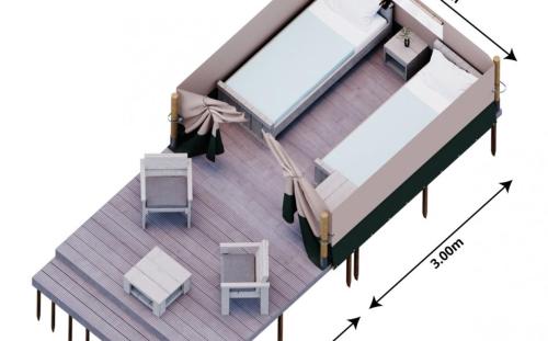 una decoración de una casa con mesa y sillas en Minitent Reisdorf, en Reisdorf