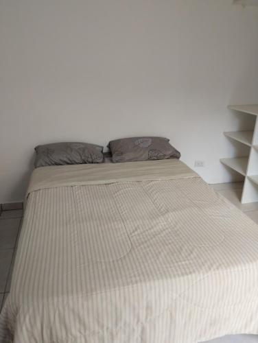 uma cama com duas almofadas num quarto em Depto Civora 2 em Villa Regina