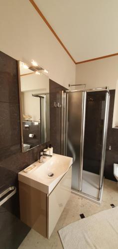 滿哥索的住宿－APPARTAMENTO DI BAC，一间带水槽和淋浴的浴室