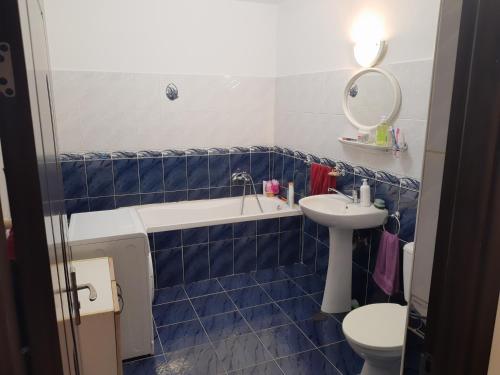 bagno con lavandino, vasca e servizi igienici di Floresti Chill&Nature a Floreşti