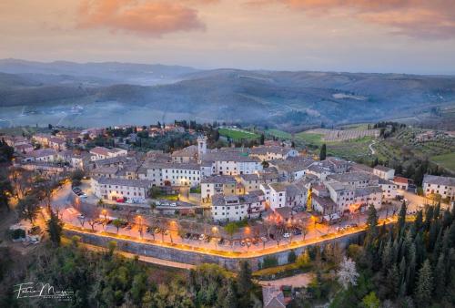 an aerial view of a town in the mountains at Casa Marina in Radda in Chianti