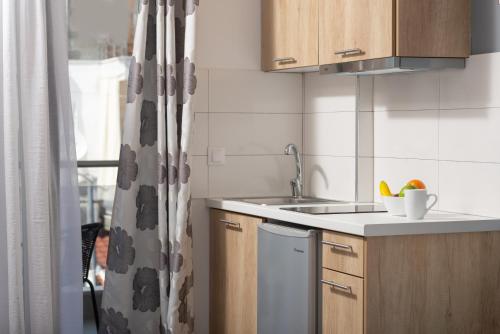 a small kitchen with a sink and a dishwasher at Eolica Rooms in Sarti