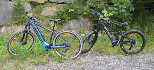 two bikes parked next to each other in the grass at Sonnenplatzl im Zillertal in Ramsau im Zillertal