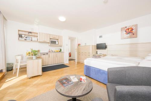 Kuchyň nebo kuchyňský kout v ubytování Appartements Ferchergasse