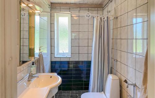 a bathroom with a sink and a toilet and a shower at Awesome Apartment In Huskvarna With Wifi in Huskvarna