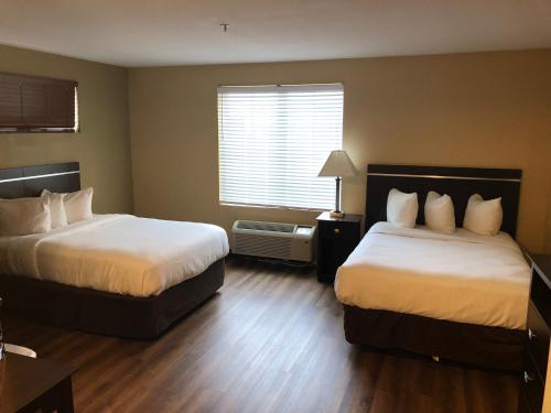 A bed or beds in a room at MainStay Suites Jacksonville near Camp Lejeune