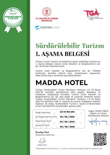 Certificat, premi, rètol o un altre document de Madda Hotel