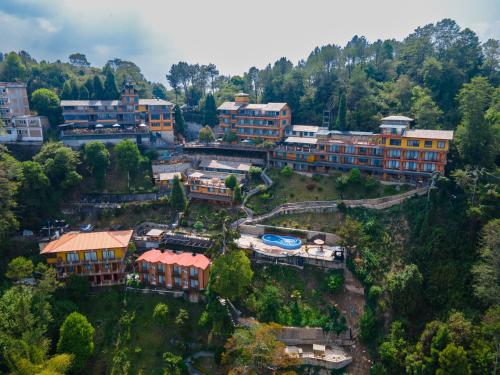 an aerial view of a resort in the mountains at Hotel Country Villa in Nagarkot