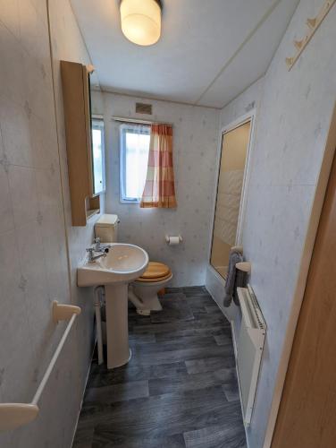 a bathroom with a sink and a toilet at 55 Glenfinart Caravan Park in Dunoon