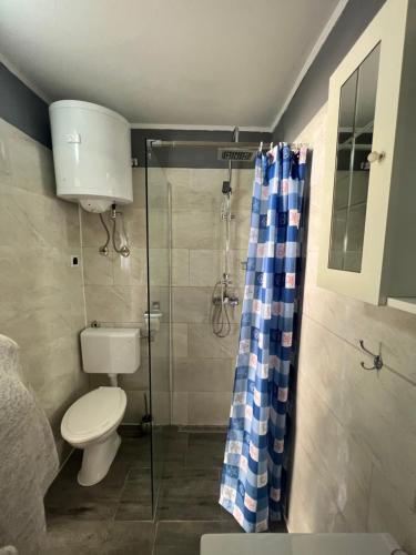 een badkamer met een toilet en een douche bij Hukic A2 And A1 in Fažana