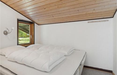 duże białe łóżko w pokoju z oknem w obiekcie Stunning Home In Hadsund With Kitchen w mieście Hadsund