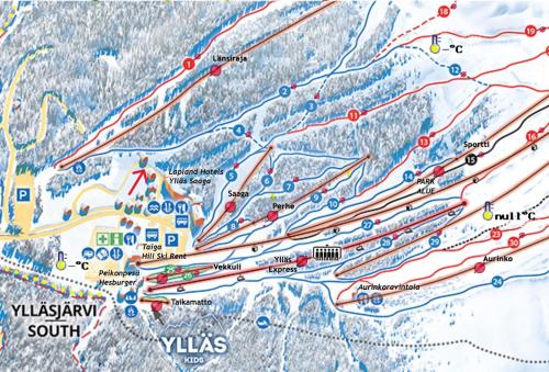 a map of vias ski resort in the mountains at Polar Charm A in Ylläs