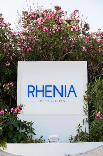 a sign for the hermite hyundaiundaiundaiundai dealership at Rhenia Hotel in Tourlos