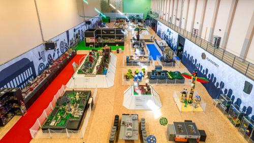 an overhead view of a lego store with tables at Amenity Hotel & Resort Lipno in Lipno nad Vltavou