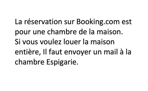 a screenshot of a text message with the words la reservation our booking four at 116 Espigarie in Le Vigan