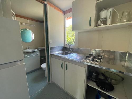 Kuchyň nebo kuchyňský kout v ubytování Camping Trinité