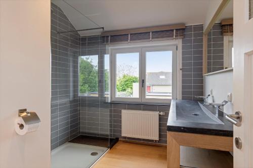 a bathroom with a sink and a window at Premium Holidays - Villa Les Cigognes at Sint Idesbald in Koksijde