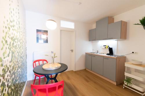 Küche/Küchenzeile in der Unterkunft Peter Apartments- Apartment mit eigenem Eingang I 30qm I zentrale Lage I Bad I Küche I Terrasse I TV