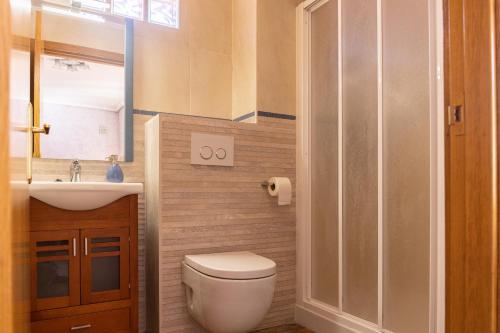 a bathroom with a toilet and a sink at Legaire Etxea in Ibarguren