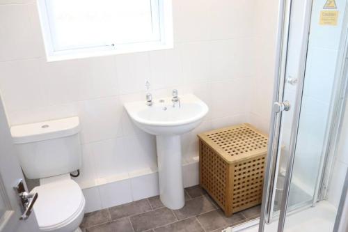 a bathroom with a sink and a toilet and a shower at Corton Retreats At Waterside Park in Corton