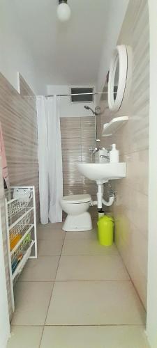 a bathroom with a sink and a toilet at Apartman Bonkovic in Gdinj