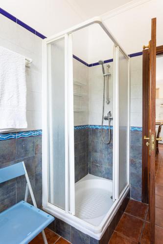 a shower with a glass door in a bathroom at Villa 4 Vientos in Málaga