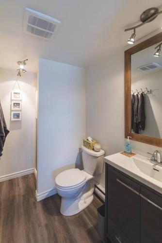 a bathroom with a toilet and a sink at Le Bionick 46 (CITQ 312093) in Stoneham