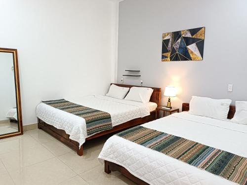 An Homestay & Hostel房間的床