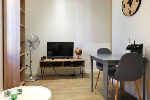 TV a/nebo společenská místnost v ubytování Le Petit Moselle - Metro Mermoz-Parc Parilly