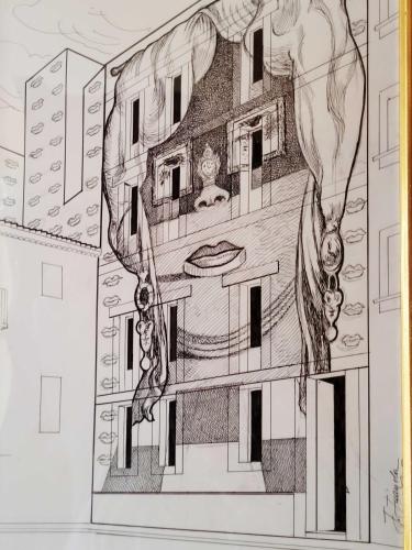 an observational drawing of a building at Hotel Plaza Inn in Figueres