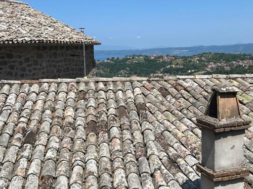 an old tile roof of a building with a window at Dieci7 in Montefiascone