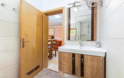 ein Bad mit einem Waschbecken und einem Spiegel in der Unterkunft Amazing Apartment In Fazana With Kitchen in Fažana