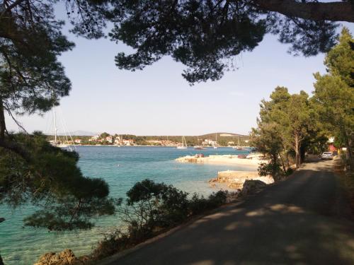 a view of a beach with boats in the water at Guesthouse Gradina in Lovište