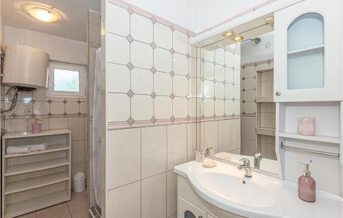 ein Bad mit einem Waschbecken und einem Spiegel in der Unterkunft 5 Bedroom Lovely Home In Cista Velika in Velika Čista