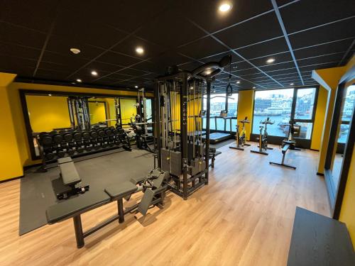 an overhead view of a gym with tread machines at Thon Hotel Ålesund in Ålesund