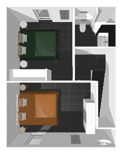 un dessin d'une pièce avec une télévision verte dans l'établissement Maison Cosy à 500 m de la plage de la Couronne, à La Couronne